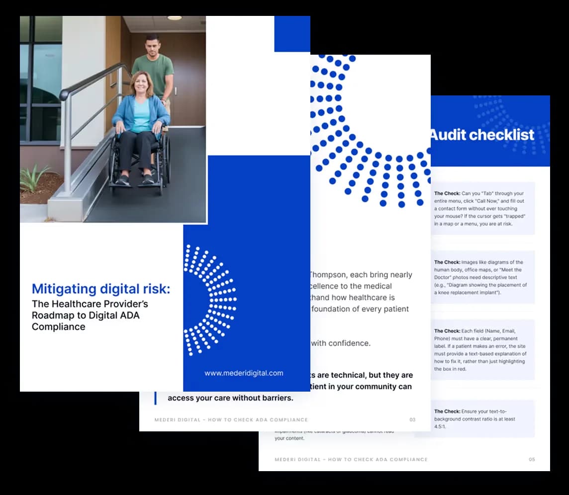A two-page spread from the ADA Compliance white paper showing the compliance roadmap and checklist