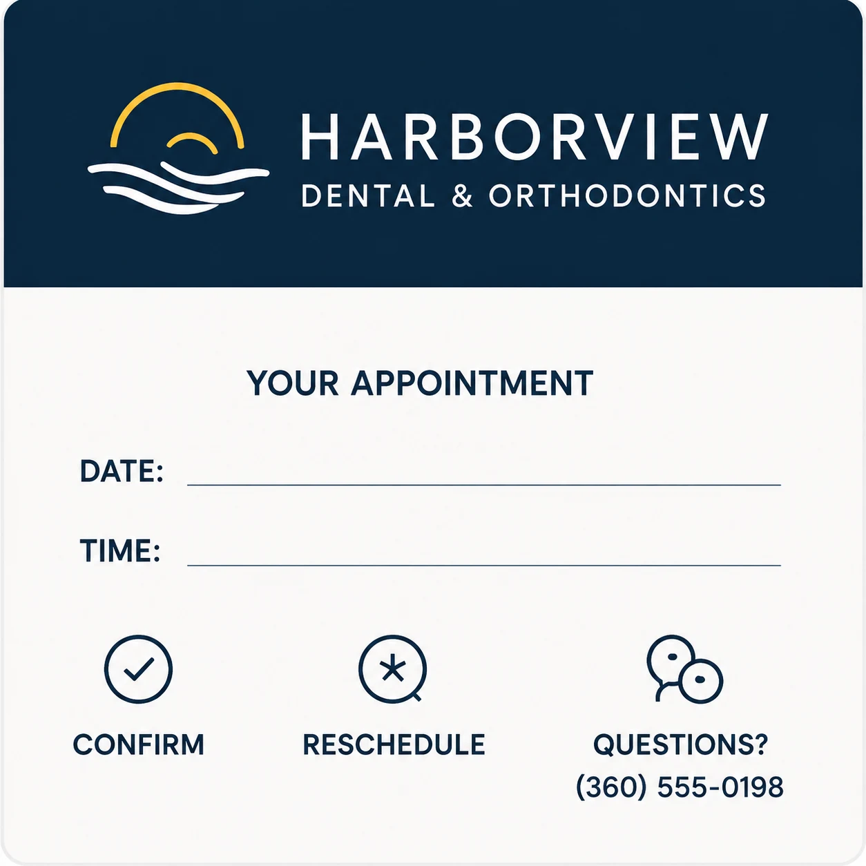 Appointment card, front