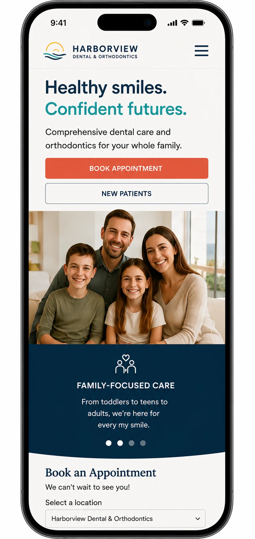 Homepage on mobile