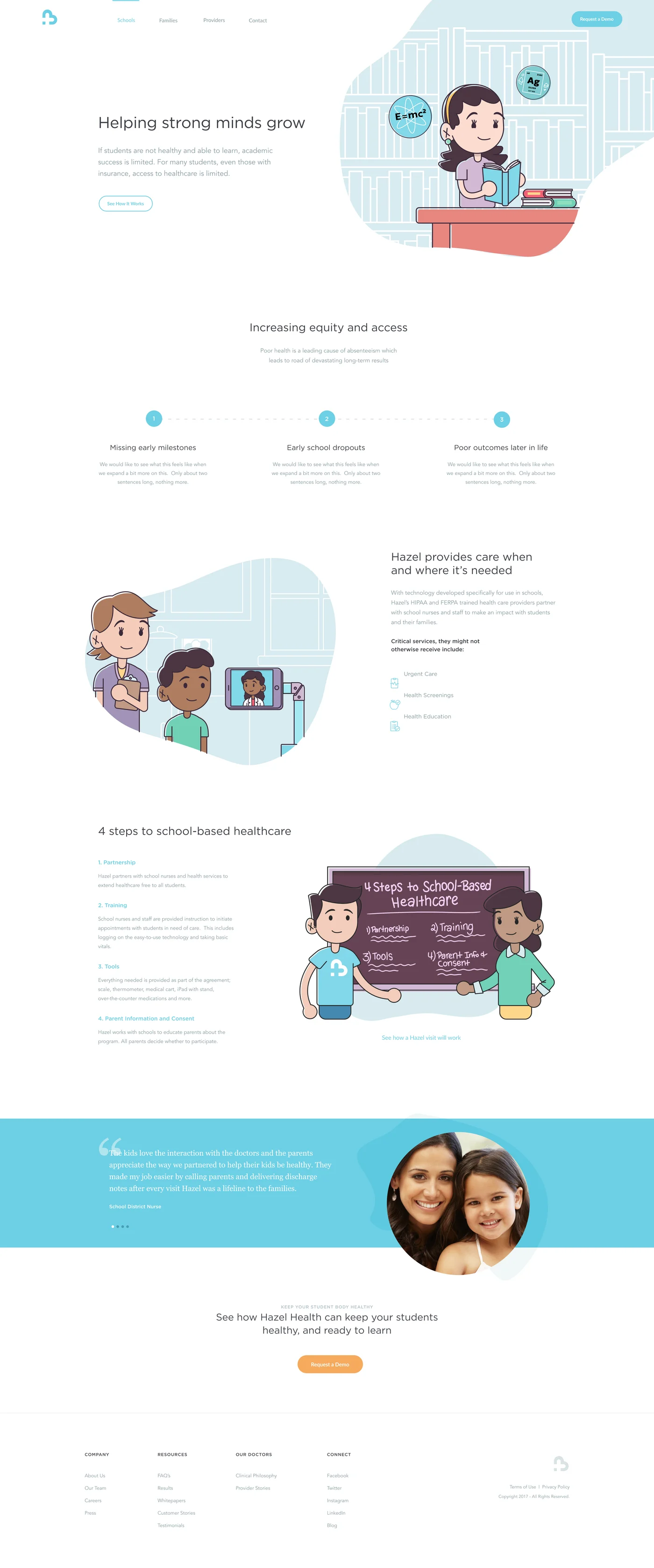 Schools and districts landing page