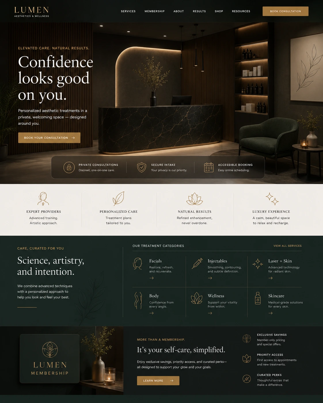 Lumen Aesthetics & Wellness · Website design