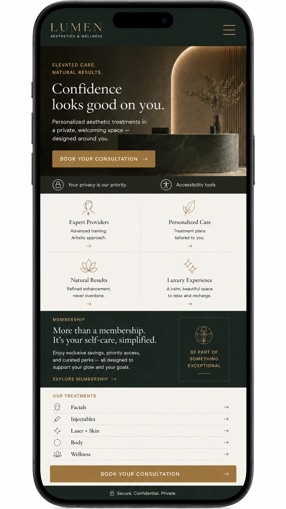 Homepage on mobile
