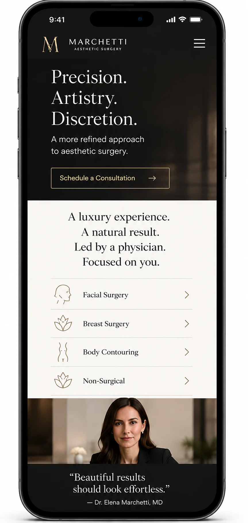 Homepage on mobile