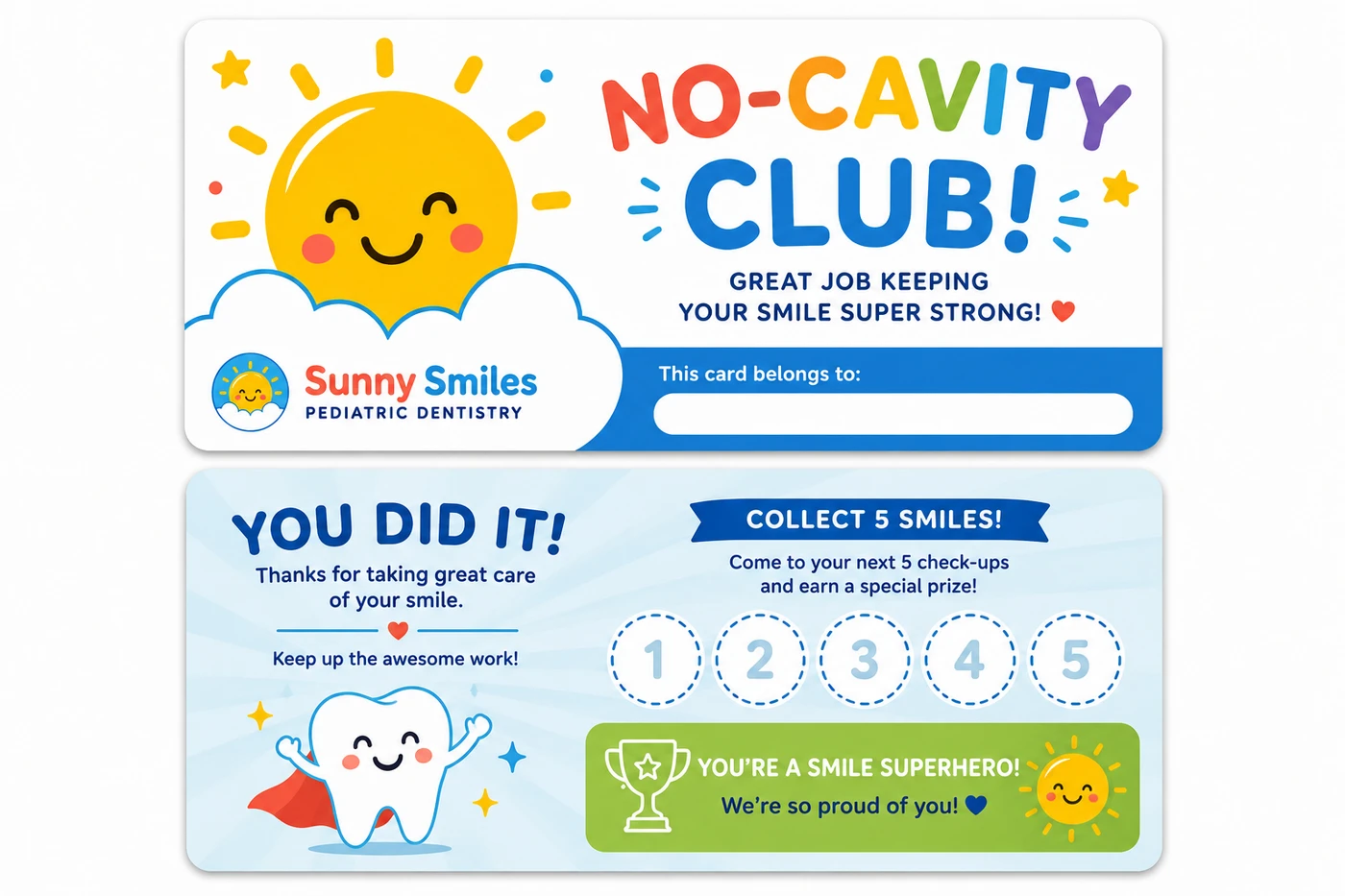 No-Cavity Club reward card